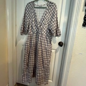 Madewell Plaid faux wrap midi dress